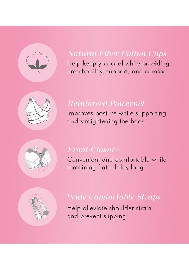 Exquisite Form 5100531 Women's FULLY Wireless Cotton Back & Posture Support Bra with Front Closure & Lace - Image 4
